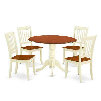 Round Dining Set 5Pc Antique Table & Chairs - 42 Inch Round Table, Vertical Slatted Design | Target