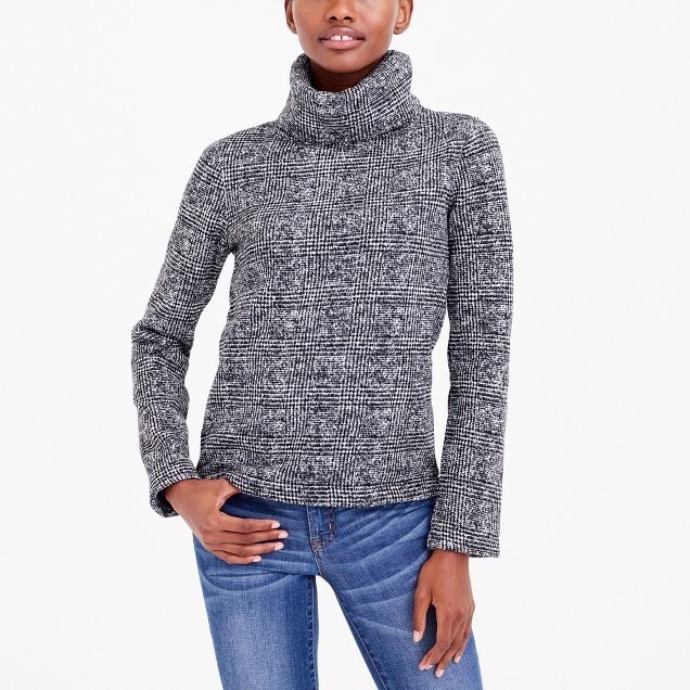 Long-sleeve mock-neck pullover in glen plaid | J.Crew Factory