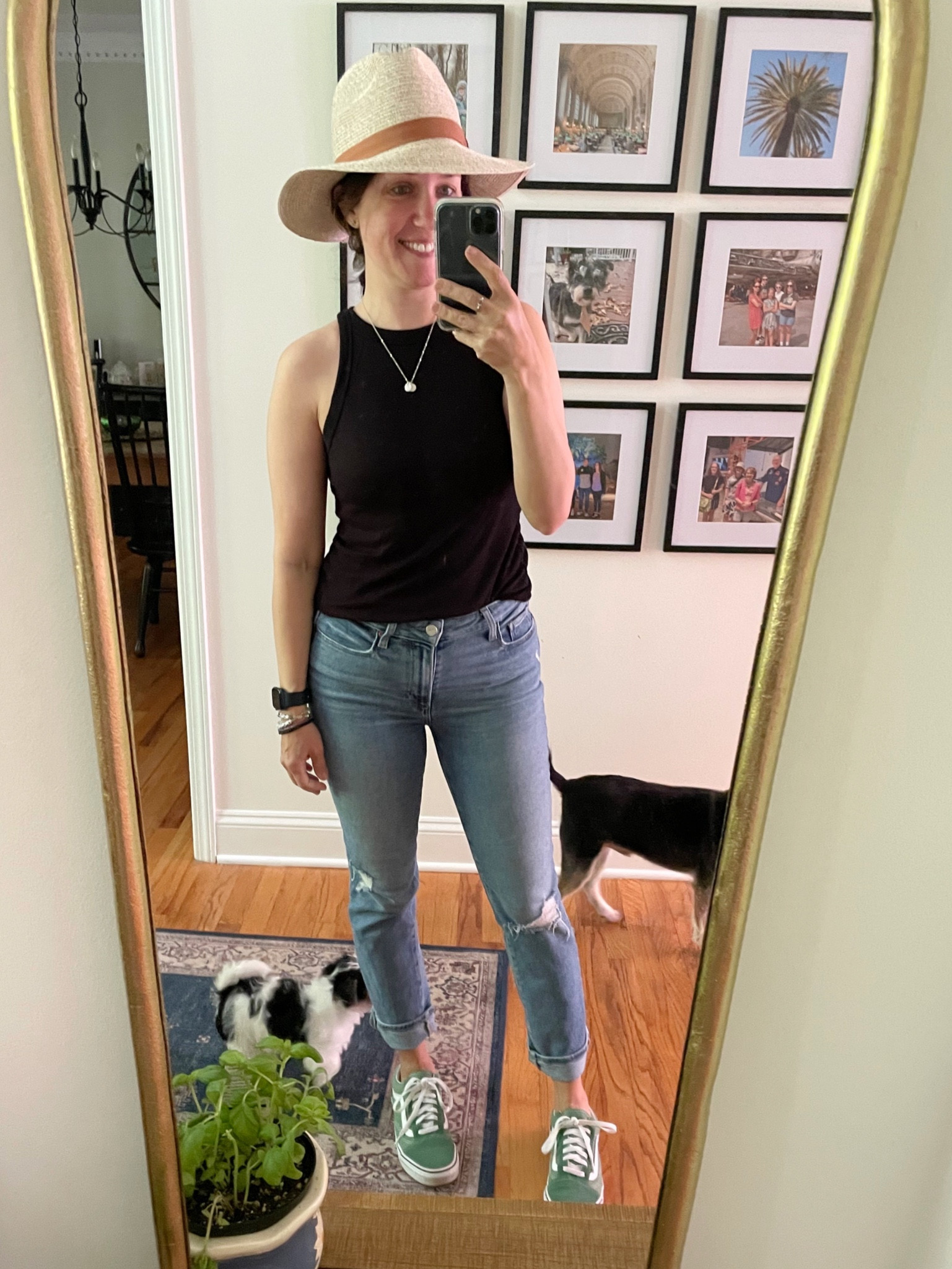 My ootd pics include my entourage 🐶 Simple black tank I wore allll last summer

#LTKSeasonal #LTKFind #LTKshoecrush