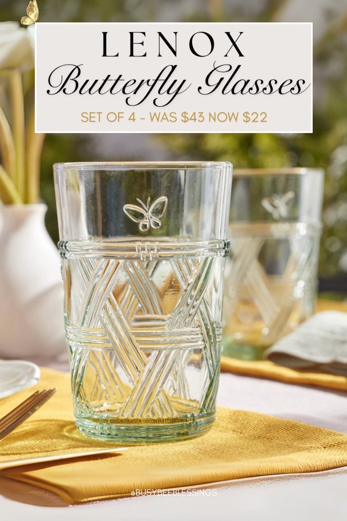 ✨SALE✨ Elevate your table setting this spring with the Butterfly Meadow Tall Glasses. This elegant set of four features a beautiful green tint (also available in clear or pink), inspired by the lush beauty of a blooming garden. Each glass is adorned with delicate butterfly motifs, bringing a touch of nature to your dining experience. 🦋

Crafted from durable glass, these tall glasses are perfect for serving water, iced tea, lemonade, or your favorite beverages. With a comfortable grip and a generous capacity, they combine both style and functionality for everyday use or special occasions. 💐

✨USE CODE HOPTOIT FOR AN ADDITIONAL 25% OFF!


#LTKSaleAlert #LTKHome #LTKSeasonal