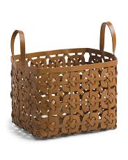 14in Natural Bonded Recycled Leather Weaving Basket | Office & Storage | Marshalls | Marshalls