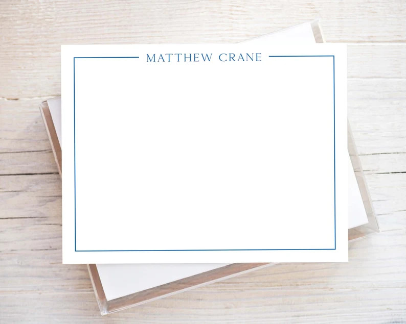 Personalized Stationery, Flat Notecard Set, Family Initial Stationery | Etsy (US)