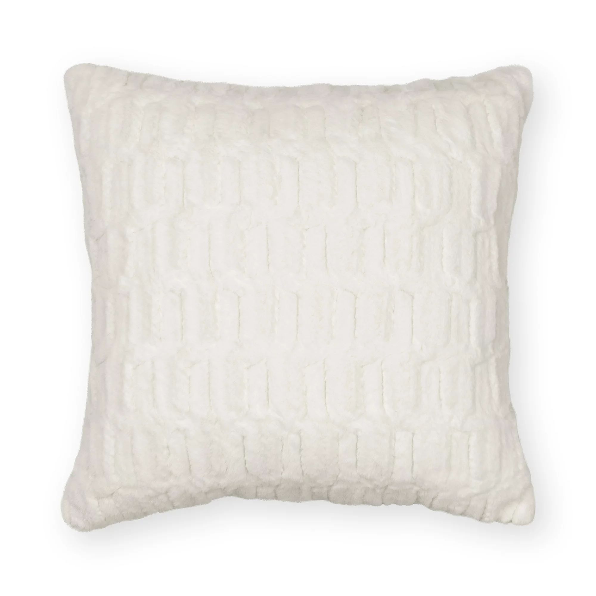 Mainstays Textured Fur Pillow, 18" x 18", Square, Ivory | Walmart (US)