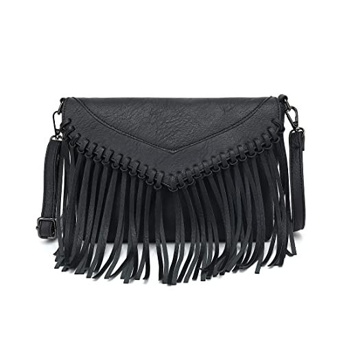 Fringe Crossbody Purse for Women, Vintage Leather Western Boho Purse, Tassel Small Handbag Shoulder Bag | Amazon (US)