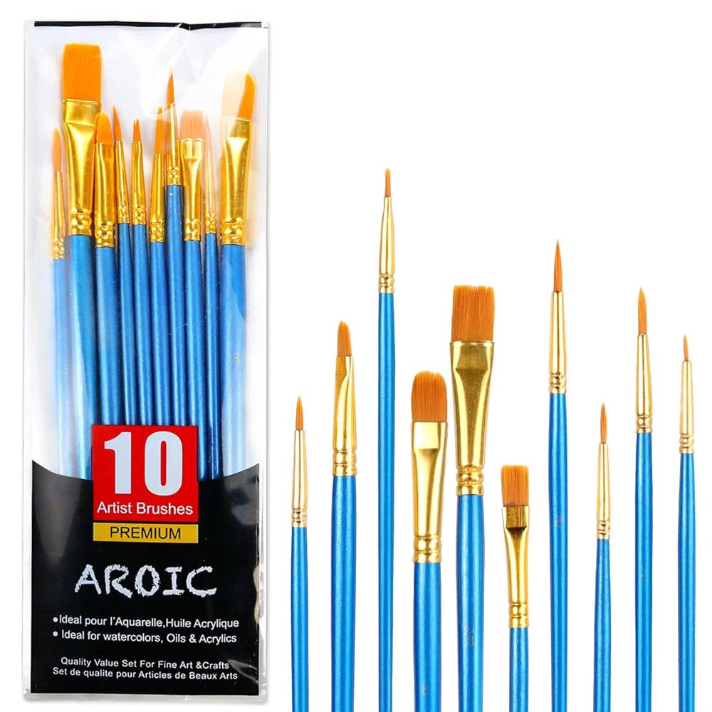 Acrylic Paint Brush Set, 1 Packs / 10 pcs Watercolor Brushes Painting Brush Nylon Hair Brushes fo... | Amazon (US)
