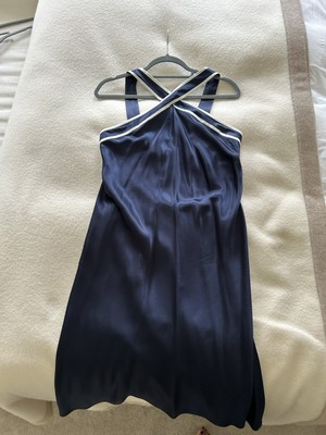 Lilysilk NEW 100% Silk Dress in navy and white with side zip (UK8) | eBay UK