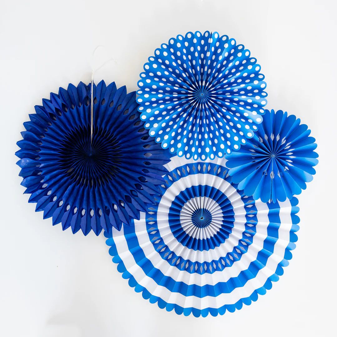 Blue and White Party Fan Set | My Mind's Eye