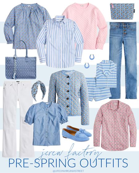 The cutest new spring outfit ideas from J Crew Factory! Loving this block print top, white jeans, striped button up, quilted sweatshirt, block print jacket, chambray puff sleeve top, loafers with bow, striped pajamas and more! See even more ideas here: https://lifeonvirginiastreet.com/cute-arrivals-from-j-crew-factory/.
.
#ltkseasonal #ltksalealert #ltkunder50 #ltkunder100 #ltkgiftguide #ltktravel #ltkswim #ltkshoecrush #ltkitbag #ltkcurves #ltkfind #ltkhome

#LTKsalealert #LTKunder50 #LTKSeasonal
