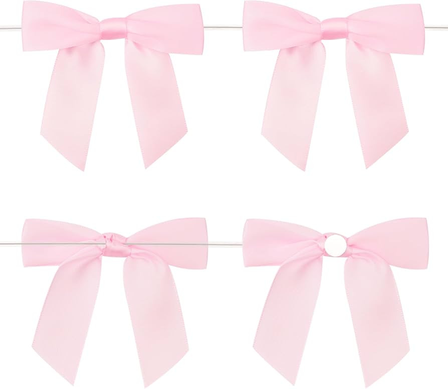 jijAcraft Pink Self Adhesive Bows: 24Pcs Satin Gift Bows, 9x8.5cm Twist Tie Bow for Gift Wrapping... | Amazon (UK)
