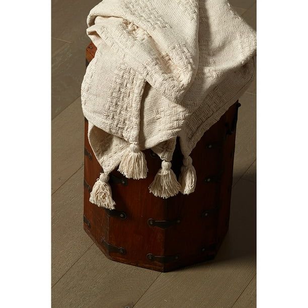 Woven Paths Gingham Beige Patchwork Cotton Throw Blanket with Tassels, 50" x 60" | Walmart (US)