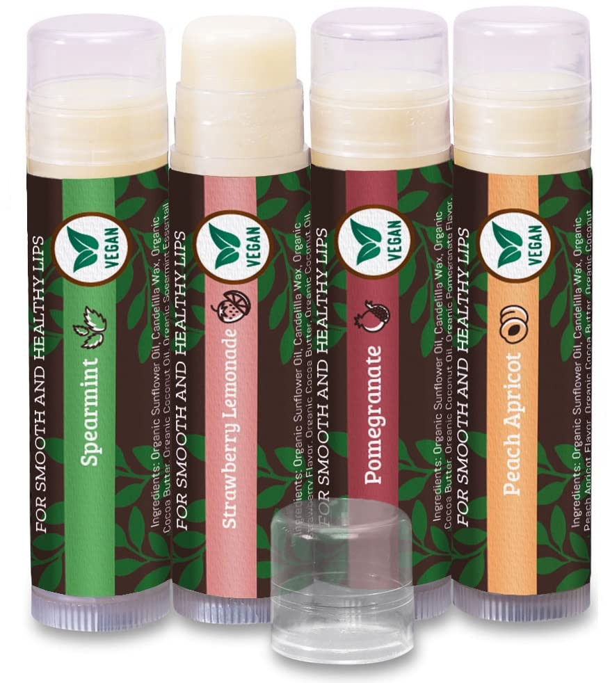 Earth's Daughter Vegan Lip Balm 4-pack, Beeswax Free Lip Balm, Natural, Organic Flavors - Assorte... | Amazon (US)