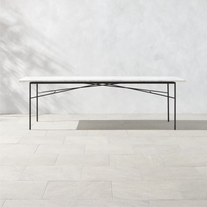 Pavilion Black Metal Outdoor Dining Table with Marble Top 100" by Paul McCobb + Reviews | CB2 | CB2