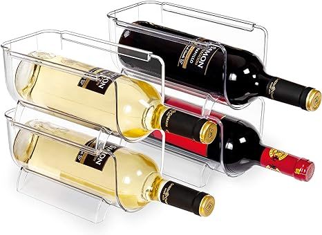 Vtopmart Refrigerator Wine and Water Bottle Holder, 4Pack Stackable Plastic Wine Rack Storage Org... | Amazon (US)
