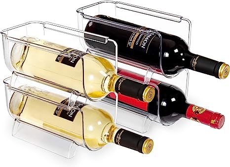 Vtopmart Refrigerator Wine and Water Bottle Holder, 4Pack Stackable Plastic Wine Rack Storage Org... | Amazon (US)