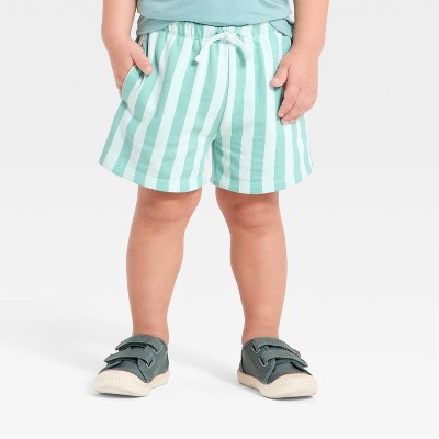 Grayson Mini Toddler Boys' French Terry Striped Shorts - Aqua Green 4T | Target