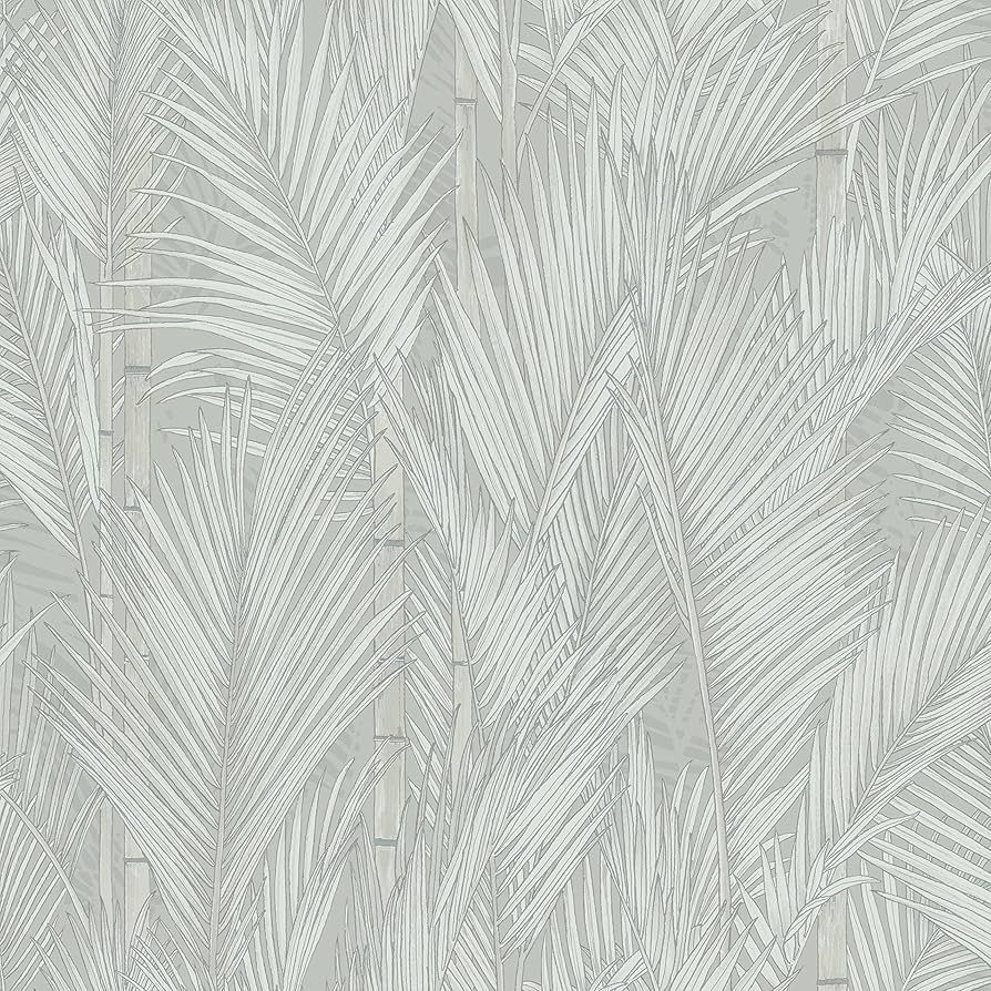 RoomMates RMK12103WP Gray Swaying Fronds Peel and Stick Wallpaper | Amazon (US)