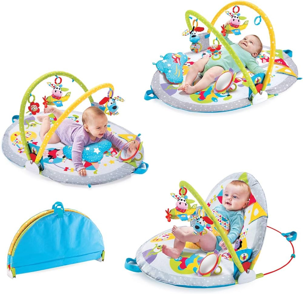 Yookidoo Baby Gym Lay to Sit-Up Playmat. 3-in-1 Newborns Activity Center with Tummy Time Toys, Pi... | Amazon (US)
