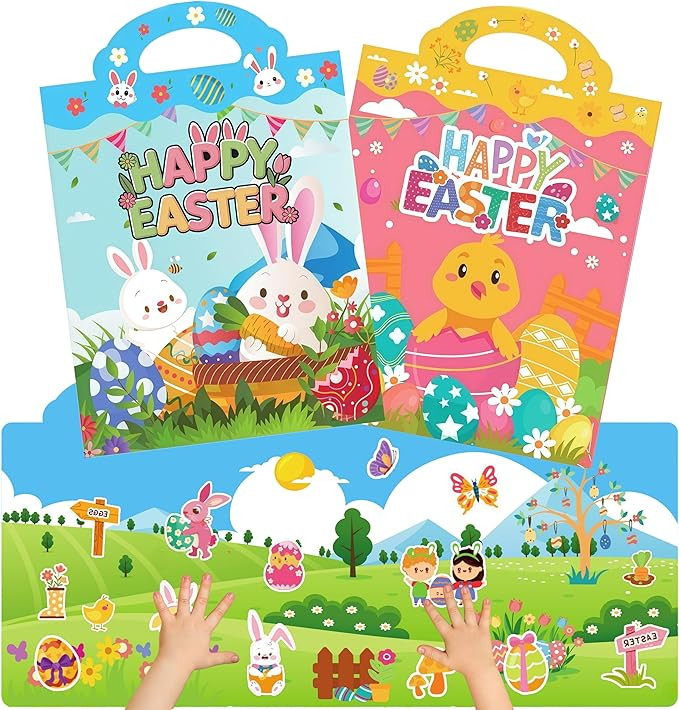 2 Sets Easter Reusable Sticker Books for Toddlers,Easter Stickers for Kids,Toddler Easter Basket ... | Amazon (US)