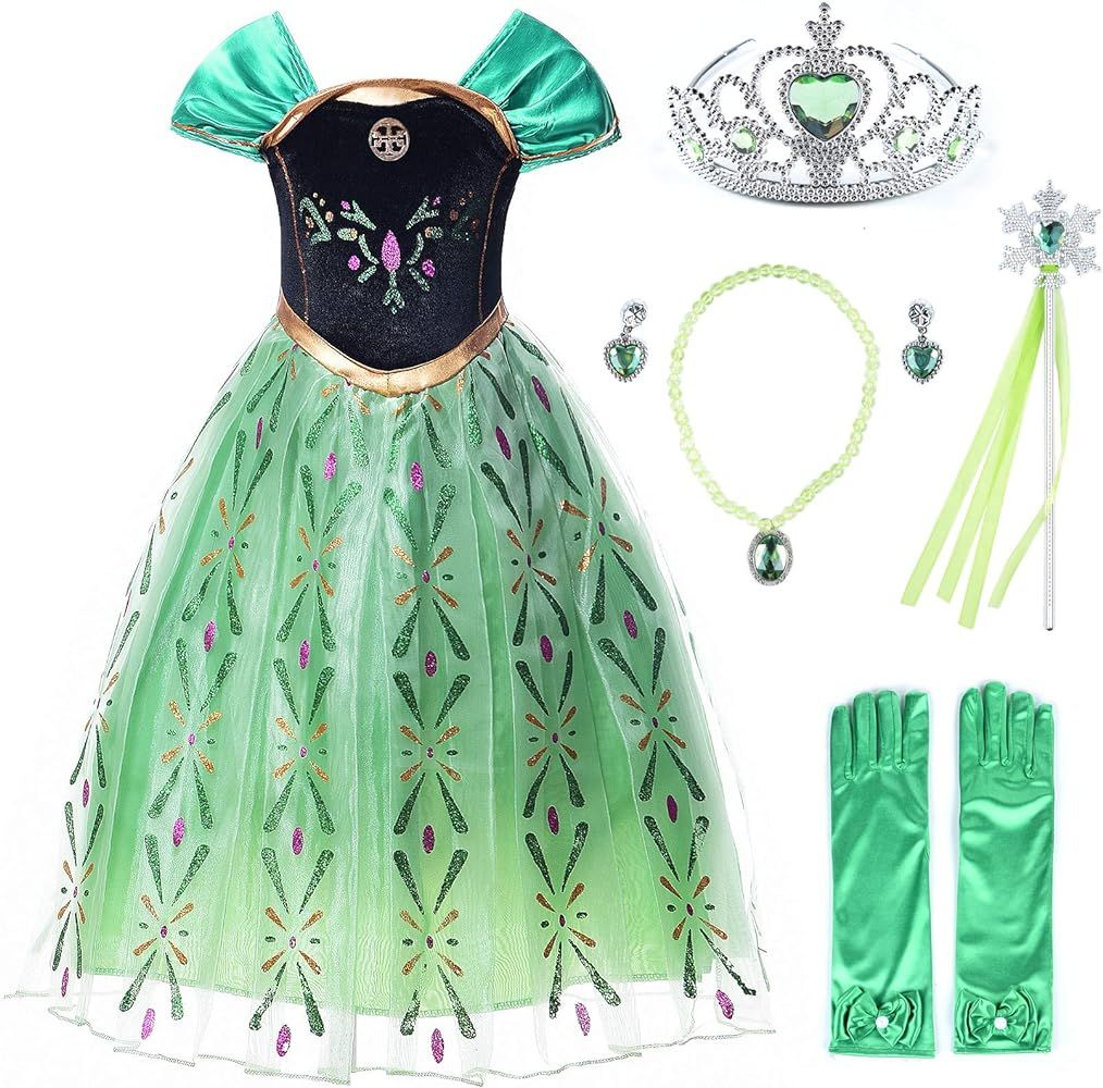 JerrisApparel Girls Princess Costume Snow Party Halloween Cosplay Fancy Dress | Amazon (US)