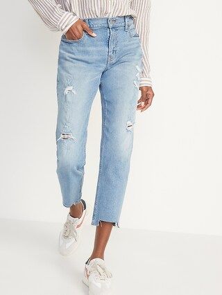 Mid-Rise Ripped Cut-Off Boyfriend Jeans for Women | Old Navy (US)