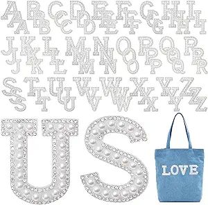 78 Pcs Pearl Letter Patches Pearl Iron on Letter Patches Rhinestone A-Z Pearl English Rhinestone ... | Amazon (US)
