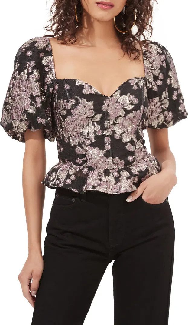ASTR the Label Sidney Metallic Floral Jacquard Top | Nordstrom | Nordstrom