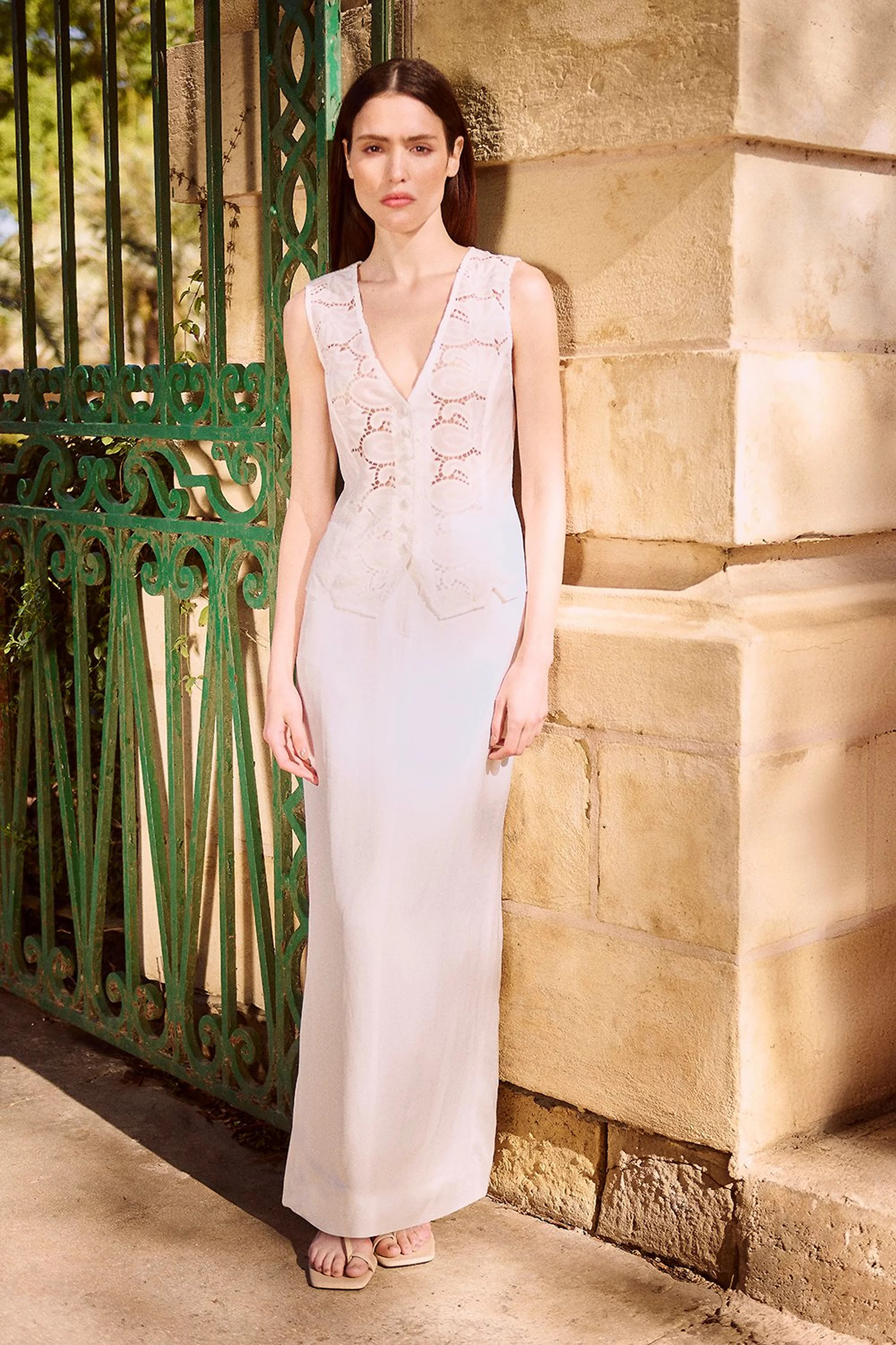 Tailored Viscose Linen Pencil Maxi Skirt | Karen Millen | Karen Millen UK + IE + DE + NL