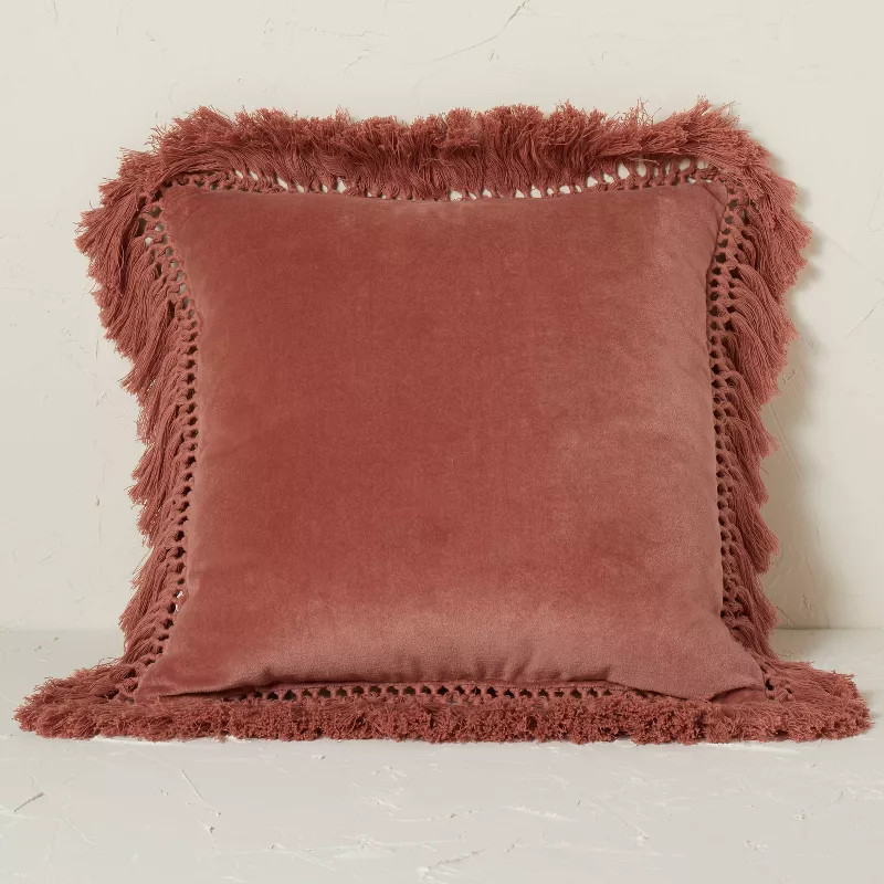 Square Velvet Fringe Decorative Throw Pillow - Opalhouse™ designed with Jungalow™ | Target