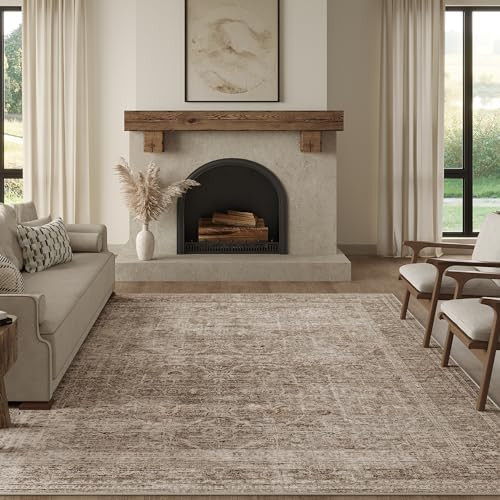 FMFUNCTEX 8x10 Washable Area Rug Vintage Neutral Distressed Large Taupe Non Slip Carpet for Livin... | Amazon (US)