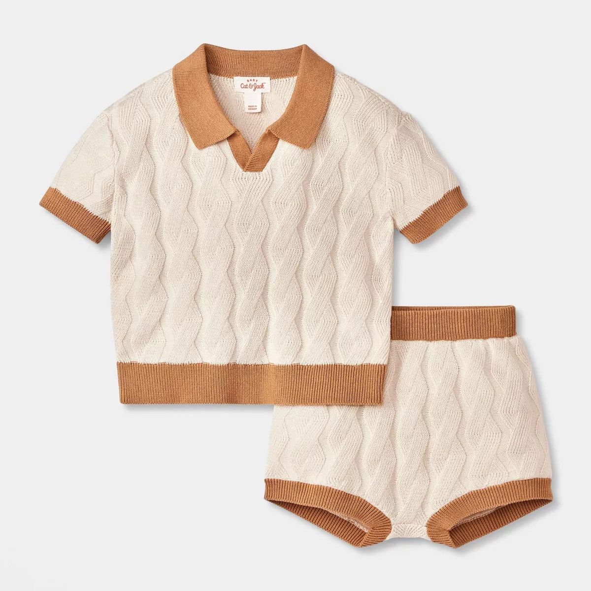 Baby Cable Sweater Top & Bottom Set - Cat & Jack™ Cream 6-9M | Target