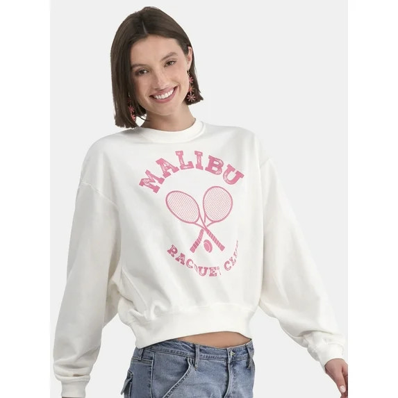 No Boundaries Graphic Crewneck Sweatshirt, Lightweight, Women's and Women’s Plus | Walmart (US)
