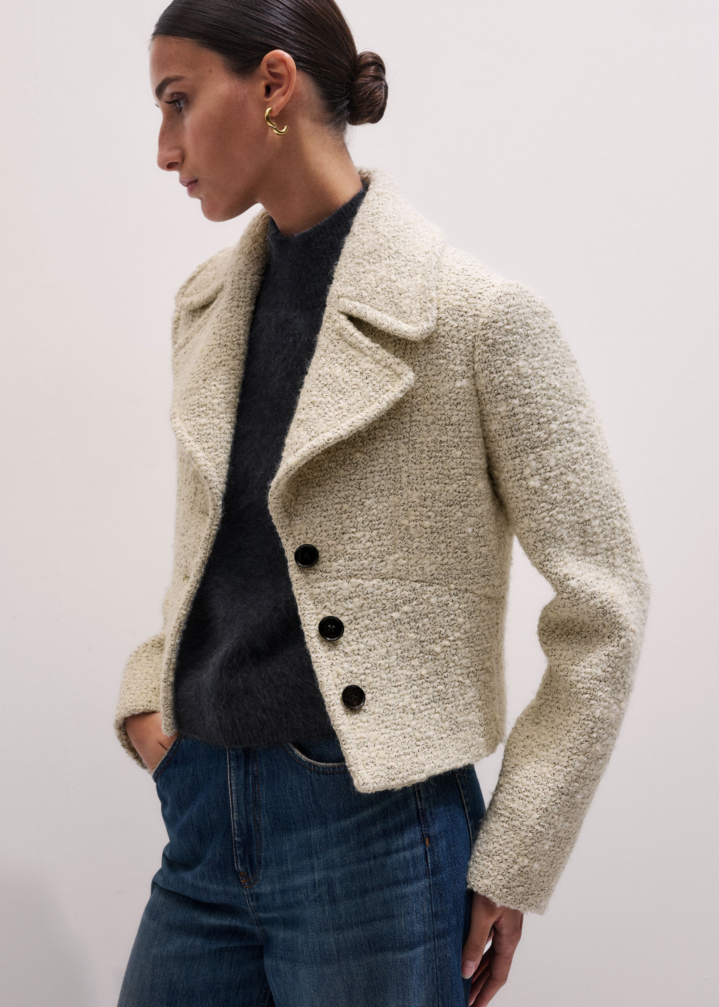 Slim Crop Jacket Italian Wool Blend | ME+EM US