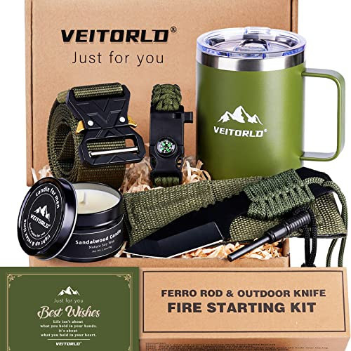 Veitorld Gifts Box for Men, Gifts Set for Man, Cool Birthday Gifts for Him Brother Guys Boyfriend Husband from Wife, Unique Father Day Dad Gifts from Daughter Son, Outdoor Camping Presents | Amazon (US)