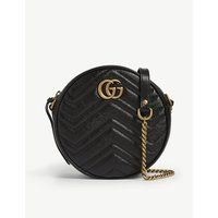 Gucci Women's Black Zigzag Marmont Round Leather Quilted Camera Bag | Selfridges