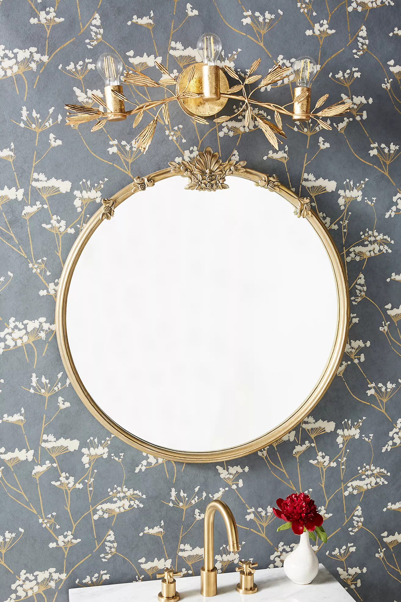 Cecilia Floral Emblem Round Wall Mirror | Anthropologie (US)