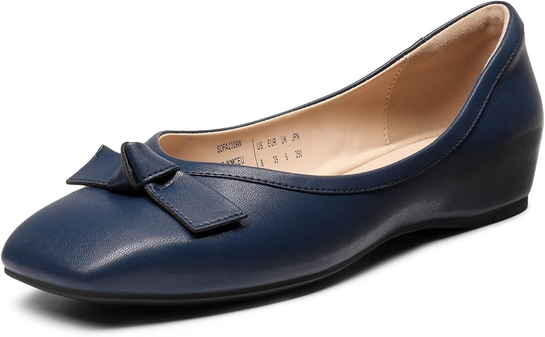 DREAM PAIRS Women's Low Wedge Dressy Flats, Comfortable Square Toe Rhinestone Wedding Shoes | Amazon (US)