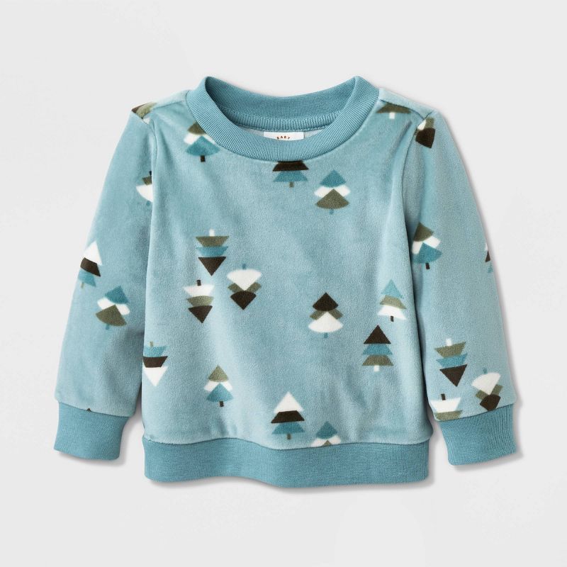 Baby Girls' Trees Cozy Pullover - Cat & Jack™ Cream | Target