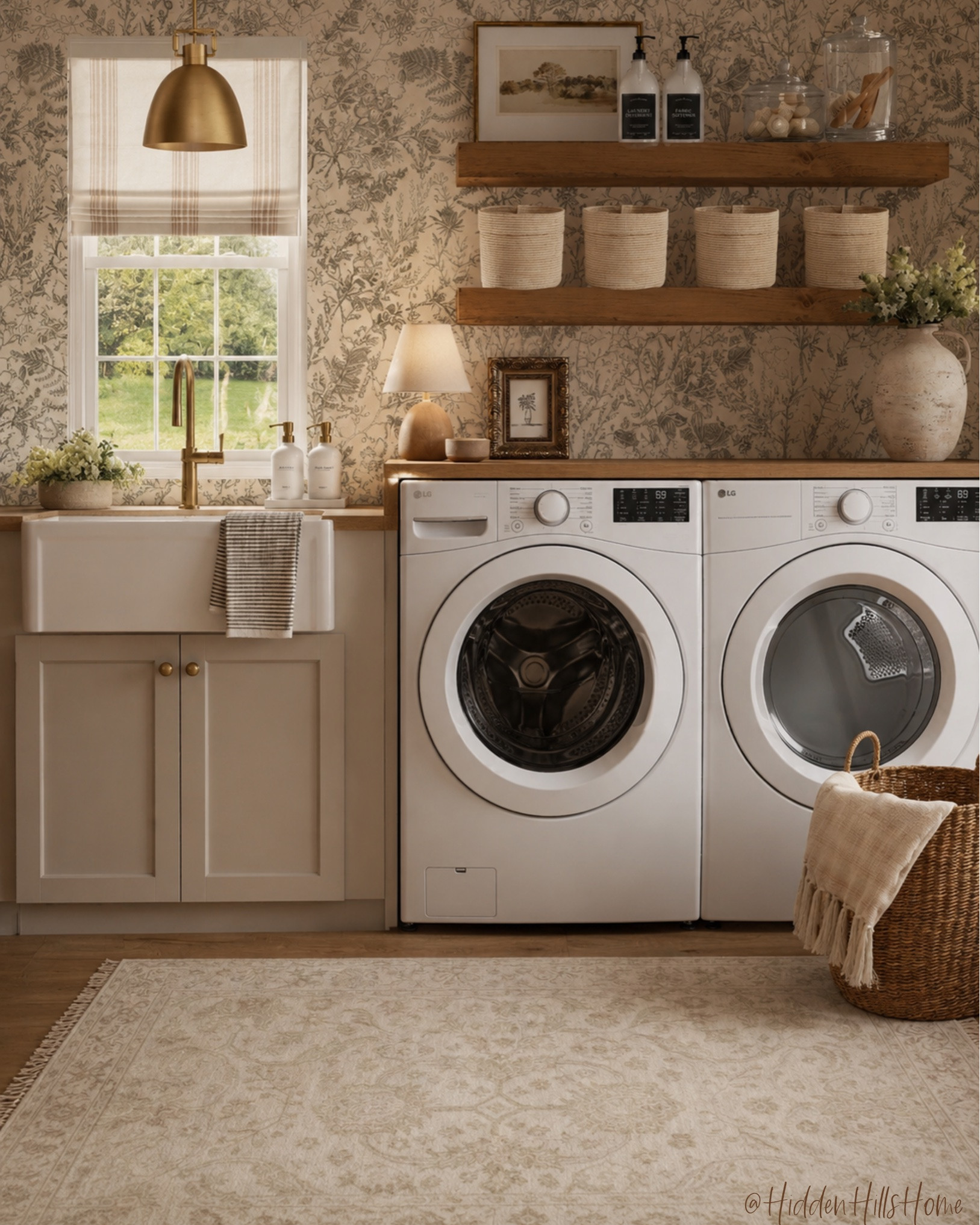 Laundry room decor, laundry room design, laundry room wallpaper, runner, laundry room mood board, home decor 
Wall color is SW Analytical Gray #laundryroom

#LTKHome #LTKSaleAlert #LTKSeasonal
