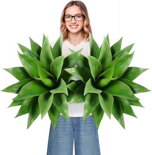 28 Inch Artificial Agave Plants Outdoor Set, Large Fake Plants Indoor for Home Decor, Realistic U... | Amazon (US)