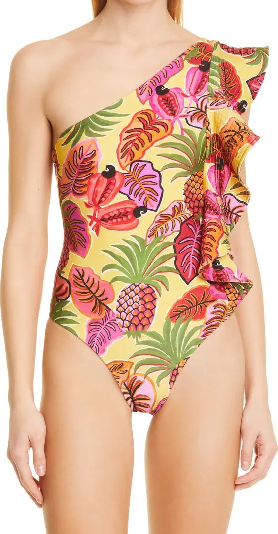 FARM Rio Fruit Dream Ruffle One-Shoulder One-Piece Swimsuit | Nordstrom | Nordstrom