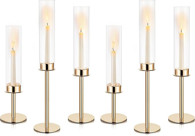 Hurricane Candle Holders Metal Candlestick Holder for Glass Taper Tall Candle Holders with Candle... | Amazon (US)