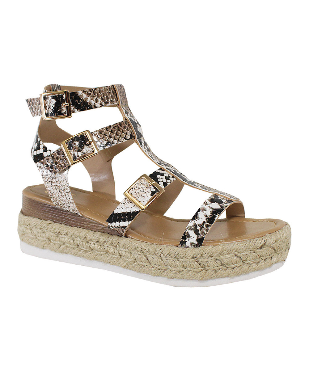 Yoki Women's Sandals snake - Black & Brown Snake Cardi Gladiator Espadrille - Women | Zulily