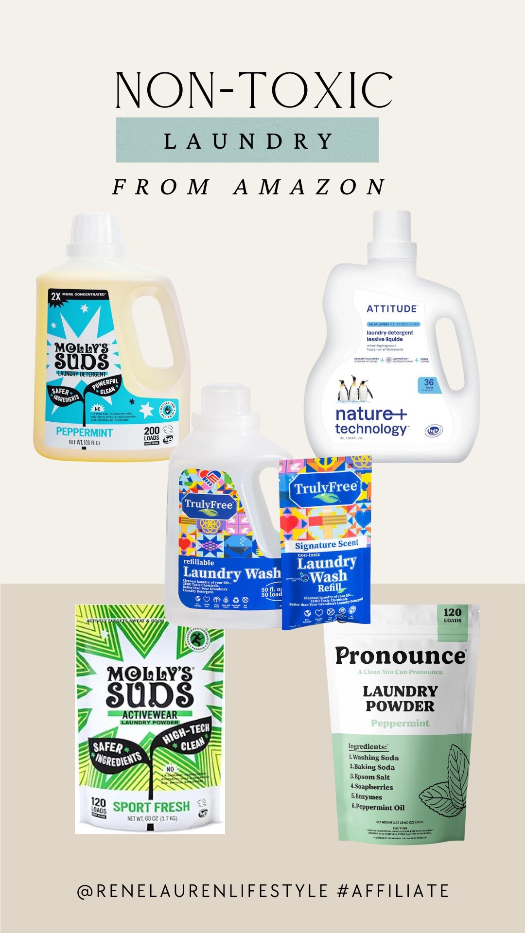 Non-toxic laundry detergent!  

Liquid laundry 
Powder laundry 
Molly suds
Attitude cleaning 
Truly Free 
Pronounce Laundry 
Best laundry detergent 

#LTKHome #LTKFindsUnder50 #LTKFamily