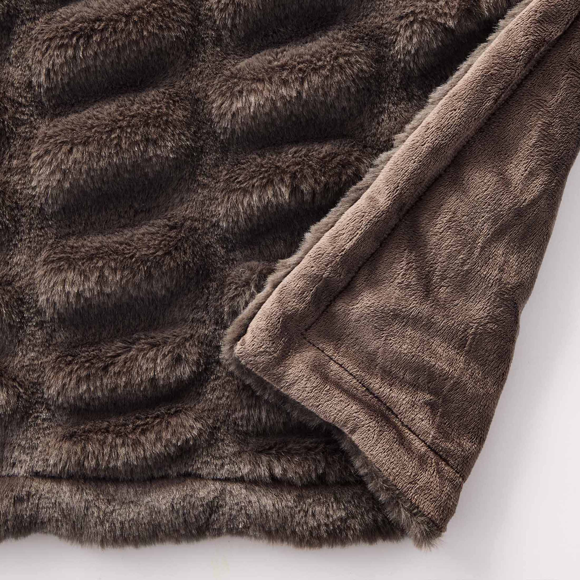 Better Homes & Gardens Brown Ruched Faux Fur Throw, 50"x72" | Walmart (US)