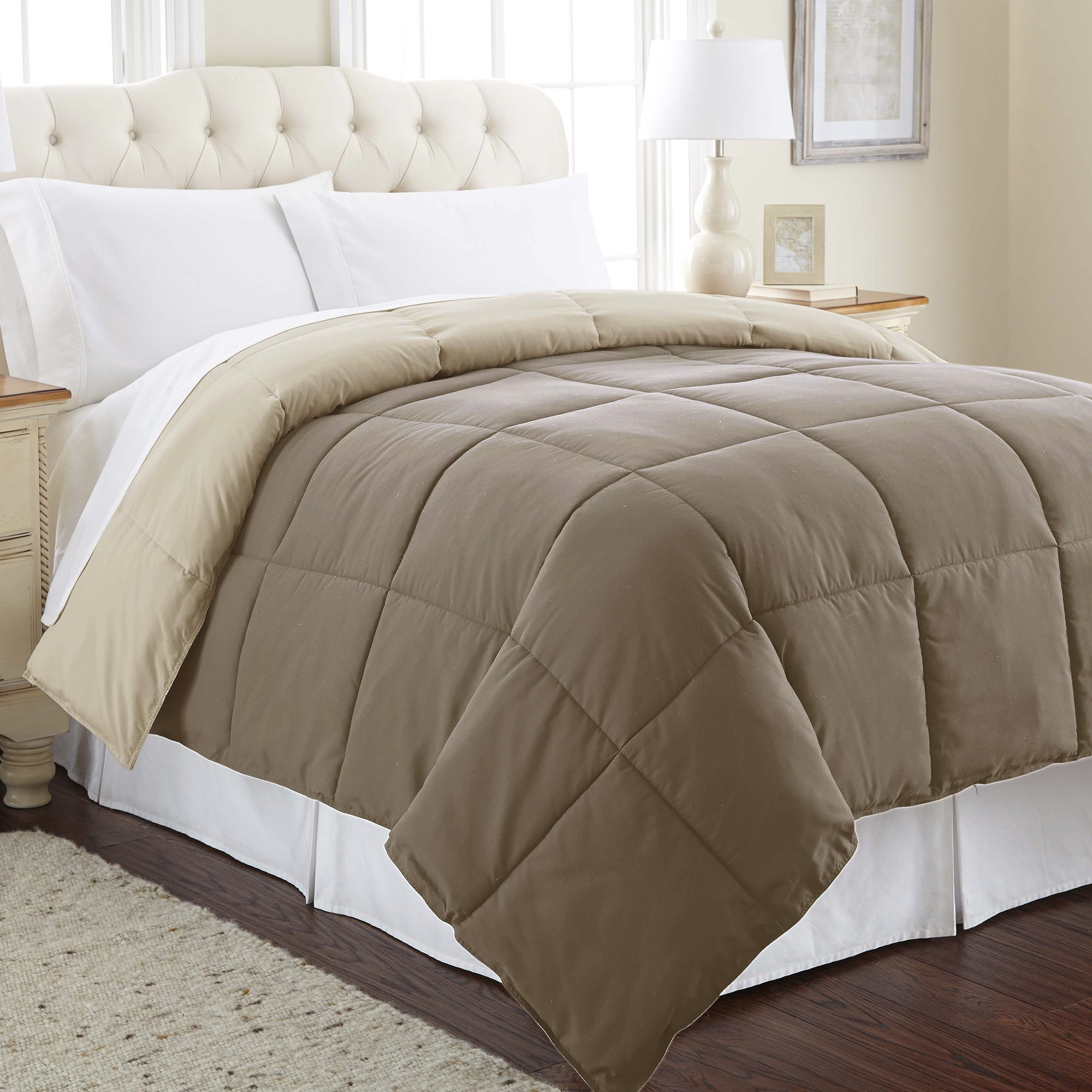 Modern Threads Down Alternative Reversible Comforter Stone/Champagne King | Amazon (US)