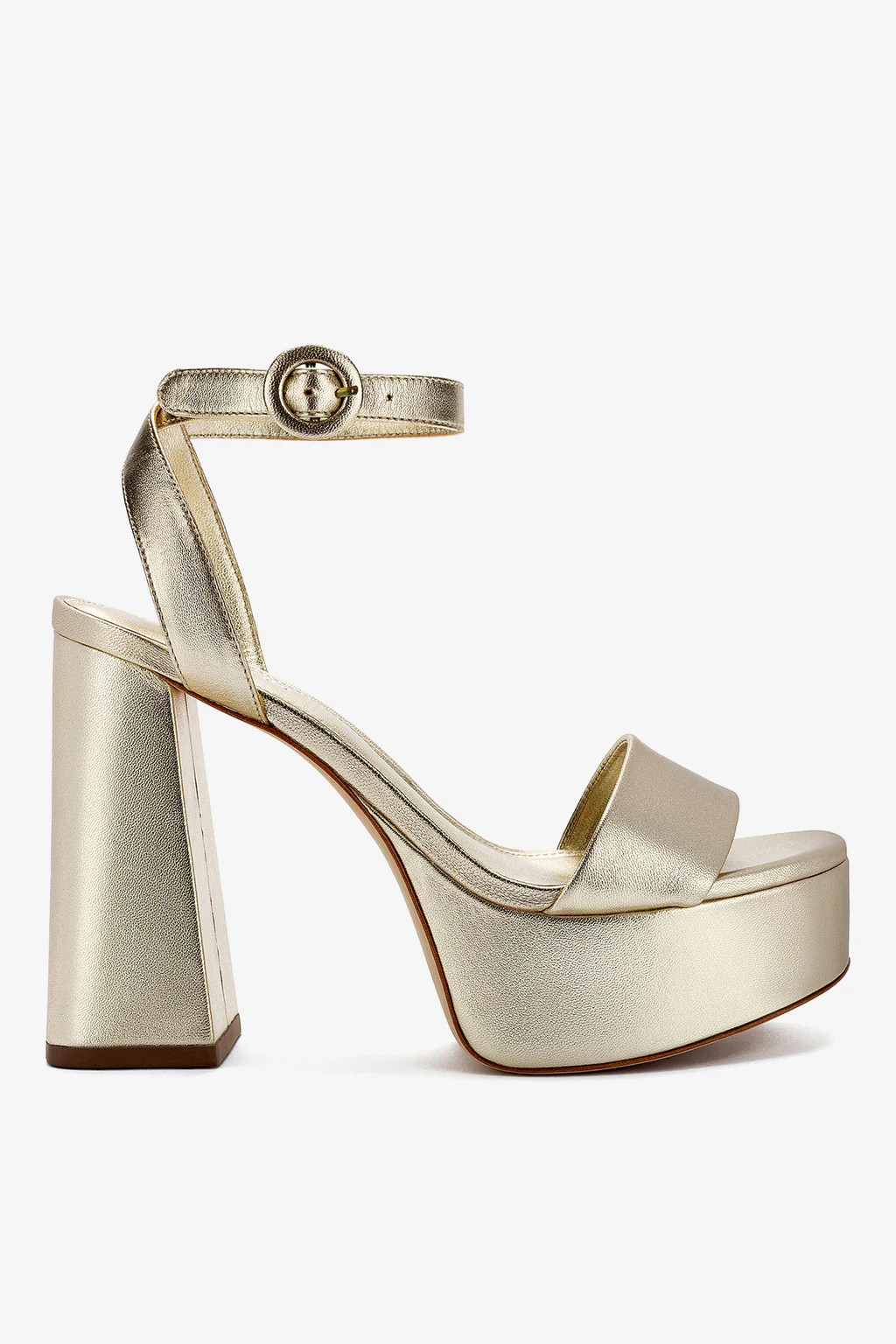 Dolly Sandal In Platina Metallic Leather | Larroude