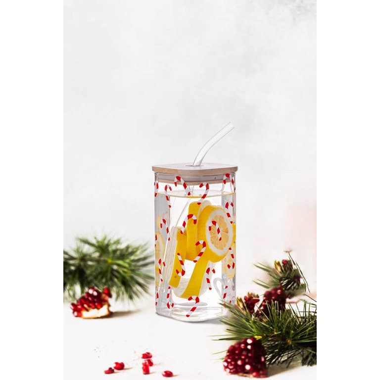 Holiday Time Candy Cane Clear Square Glass Sipper, 1pk | Walmart (US)