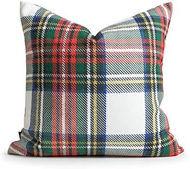 Hofdeco Decorative Throw Pillow Cover ONLY, Gray Classic Stewart Scottish Tartan Plaid (Canvas), 18" | Amazon (US)