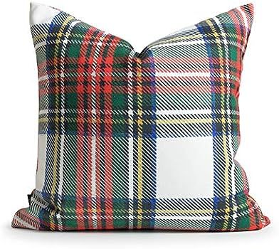 Hofdeco Decorative Throw Pillow Cover ONLY, Gray Classic Stewart Scottish Tartan Plaid (Canvas), 18" | Amazon (US)
