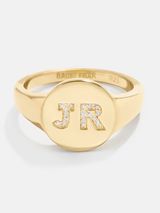 18K Gold Double Initial Signet Ring - Double Letter | BaubleBar (US)